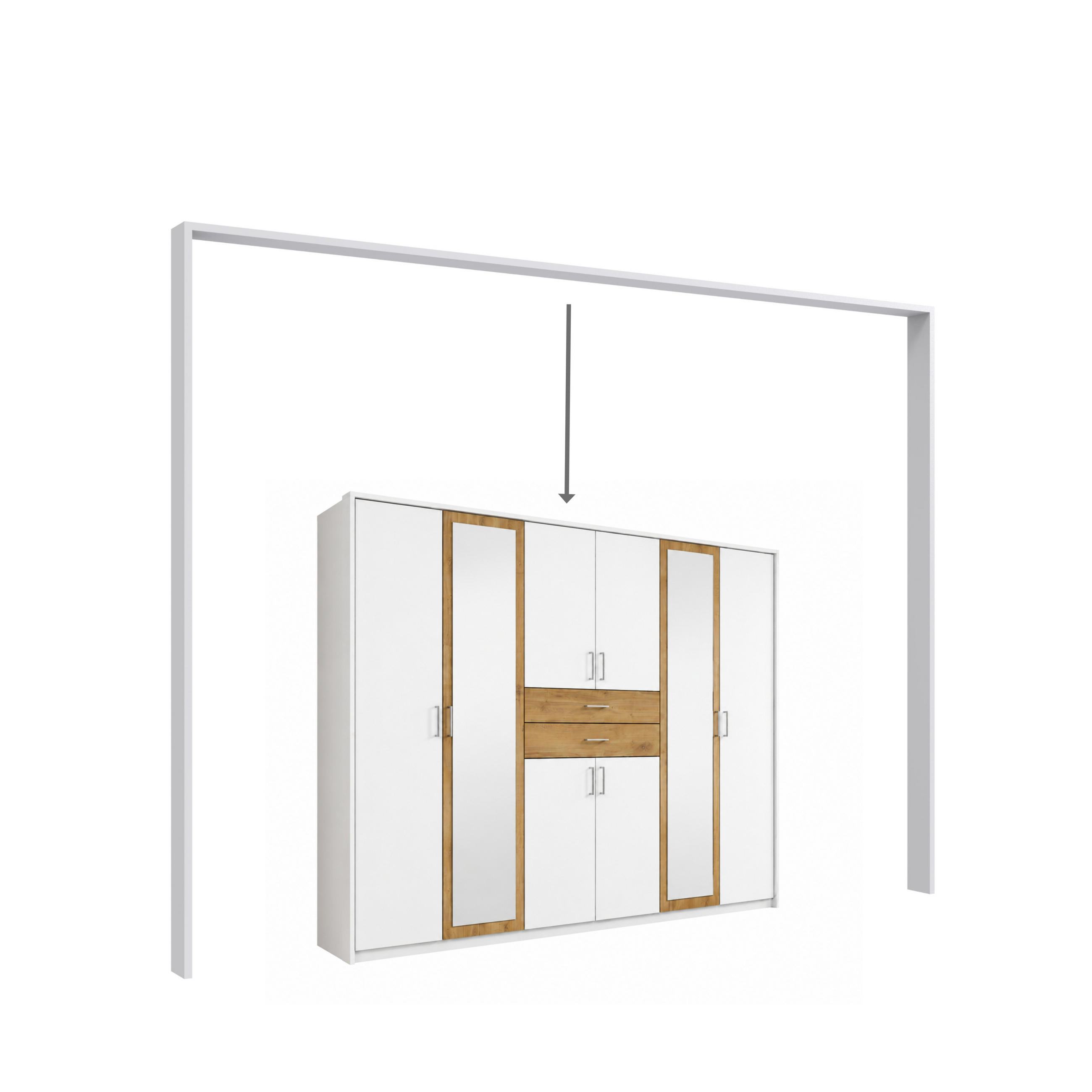 PASSEPARTOUTRAHMEN zum Kleiderschrank 22594&22595, B273/H211/T58 cm, Abschlussrahmen in Weiß / 22594-01 - Weiß, Holzwerkstoff (273/211/12cm) - luma-home