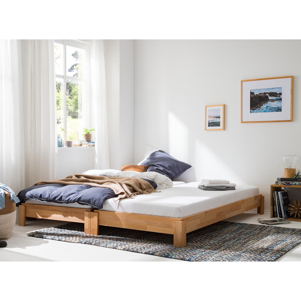 STAPELBETT - Buche massiv - 2er-Set - Buchefarben, Holz (90/200cm) - home24