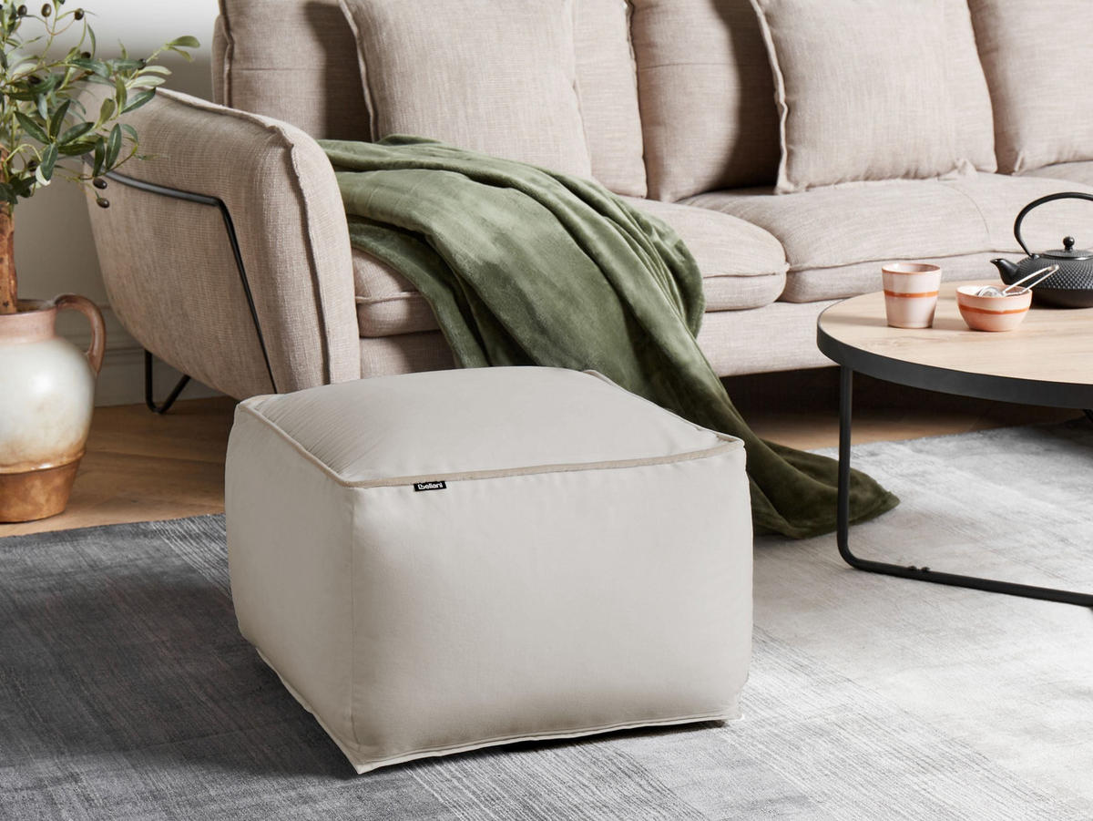 POUF Samtstoff Hellbeige Dareyn - Beige, Textil (50/30/50cm) - Beliani