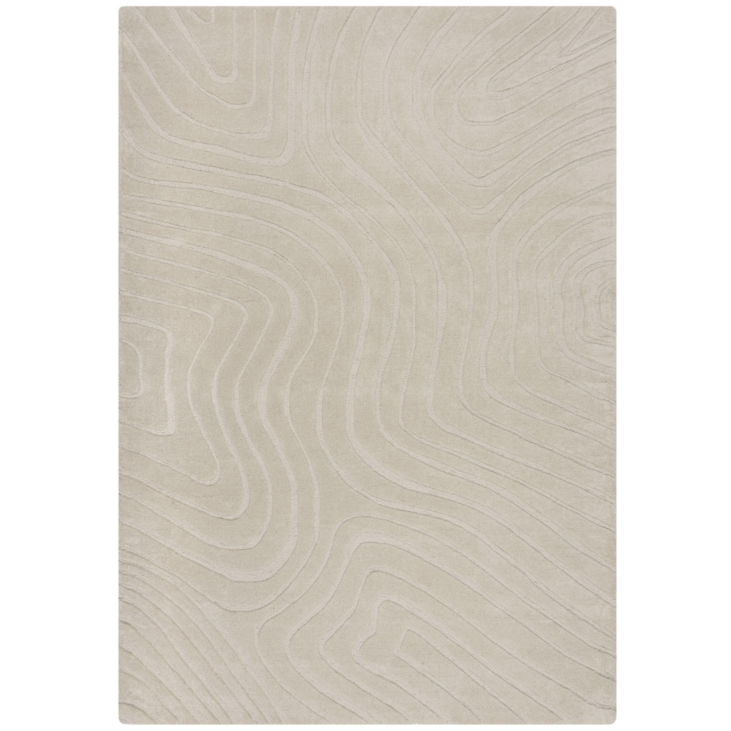 WOLLTEPPICH Wellen Abstrakt, Wohnzimmer Beige Rechteckig 120x170 - Beige, Textil (120/170cm) - KADIMA DESIGN