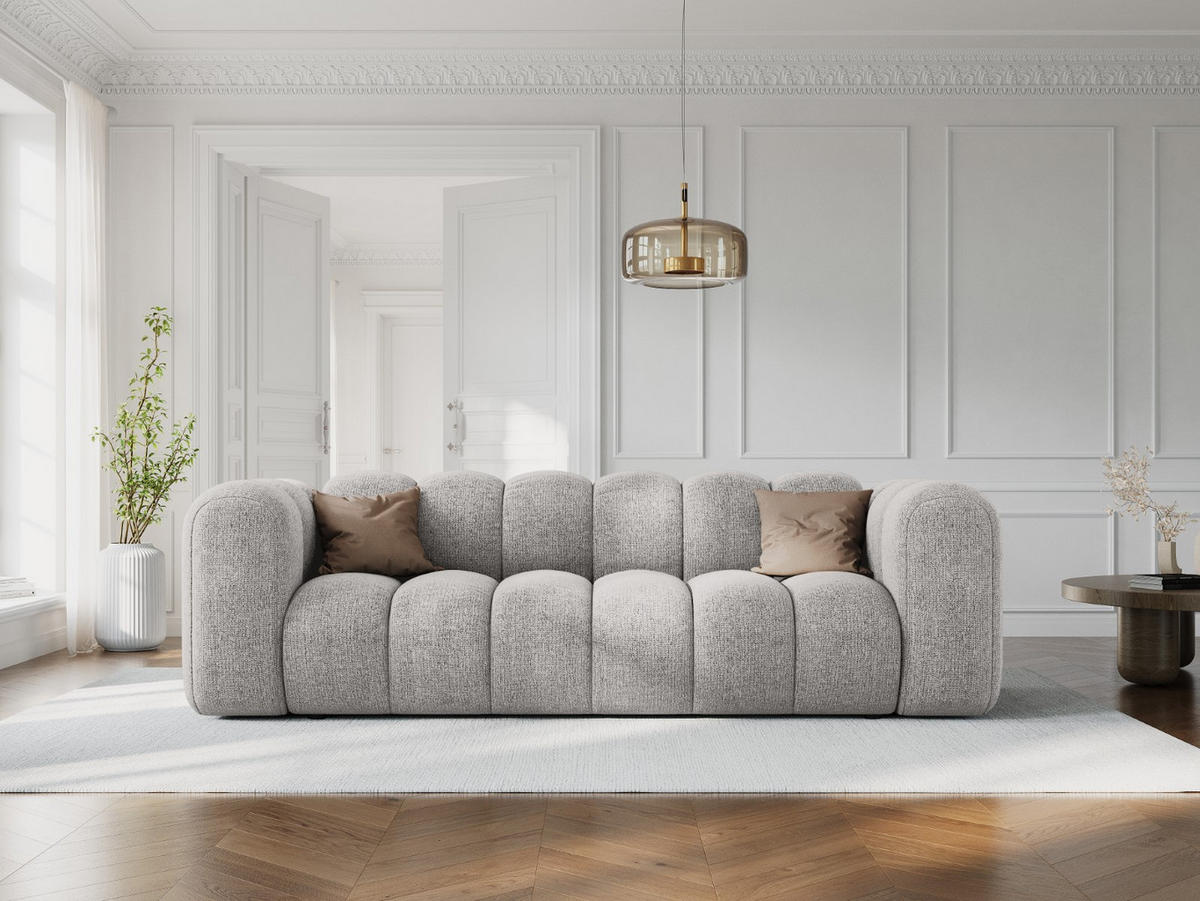 SOFA Lupine aus Chenille-Stoff hellgrau 3 Sitzplätze - Hellgrau, Textil (95/70/230cm) - Micadoni