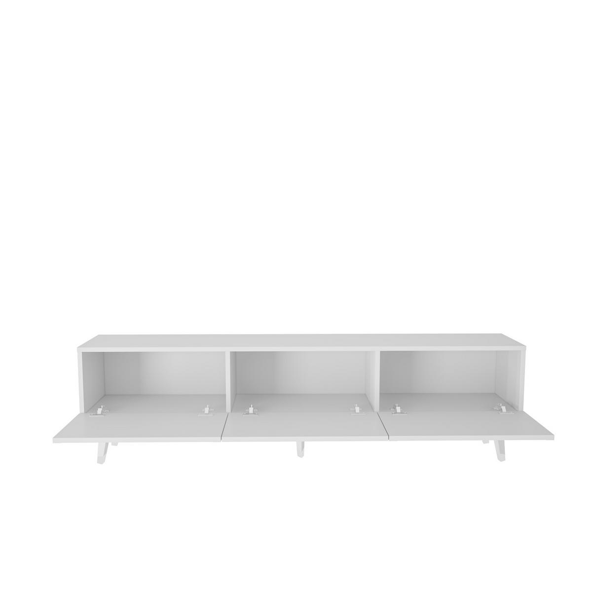 TV Stand Milagro Hochglanz Weiß Silber - Weiß, Holzwerkstoff (31.3/49.3/180cm) - Decorotika