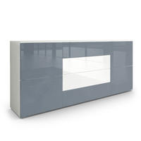 SIDEBOARD Rova Grau Hochglanz / Weiß Hochglanz - Grau, Holzwerkstoff (166/72/35cm) - Vladon