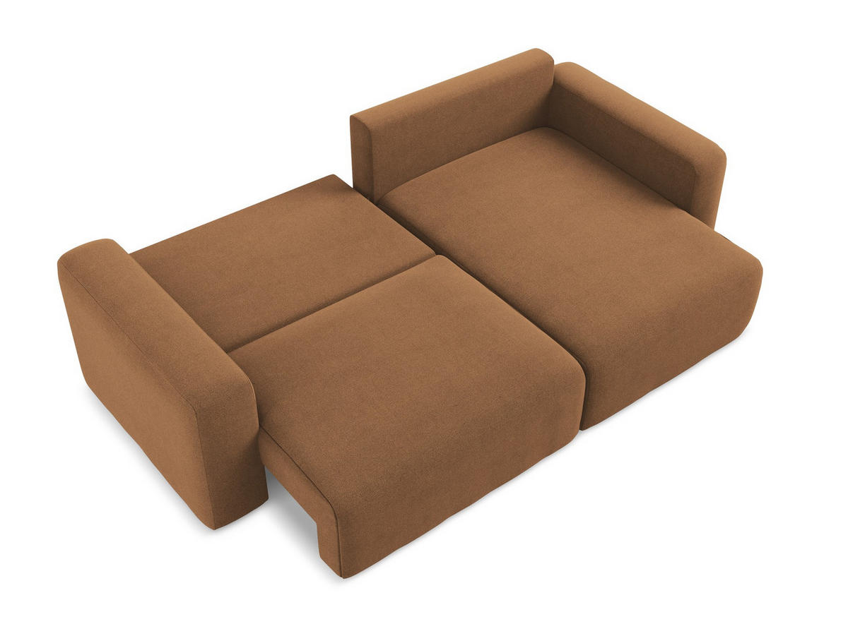 ECKSOFA mit Schlaffunktion rechts Strukturstoff Stoff Orange - Beige/Terra cotta, Kunststoff/Textil (244/149cm) - Makamii