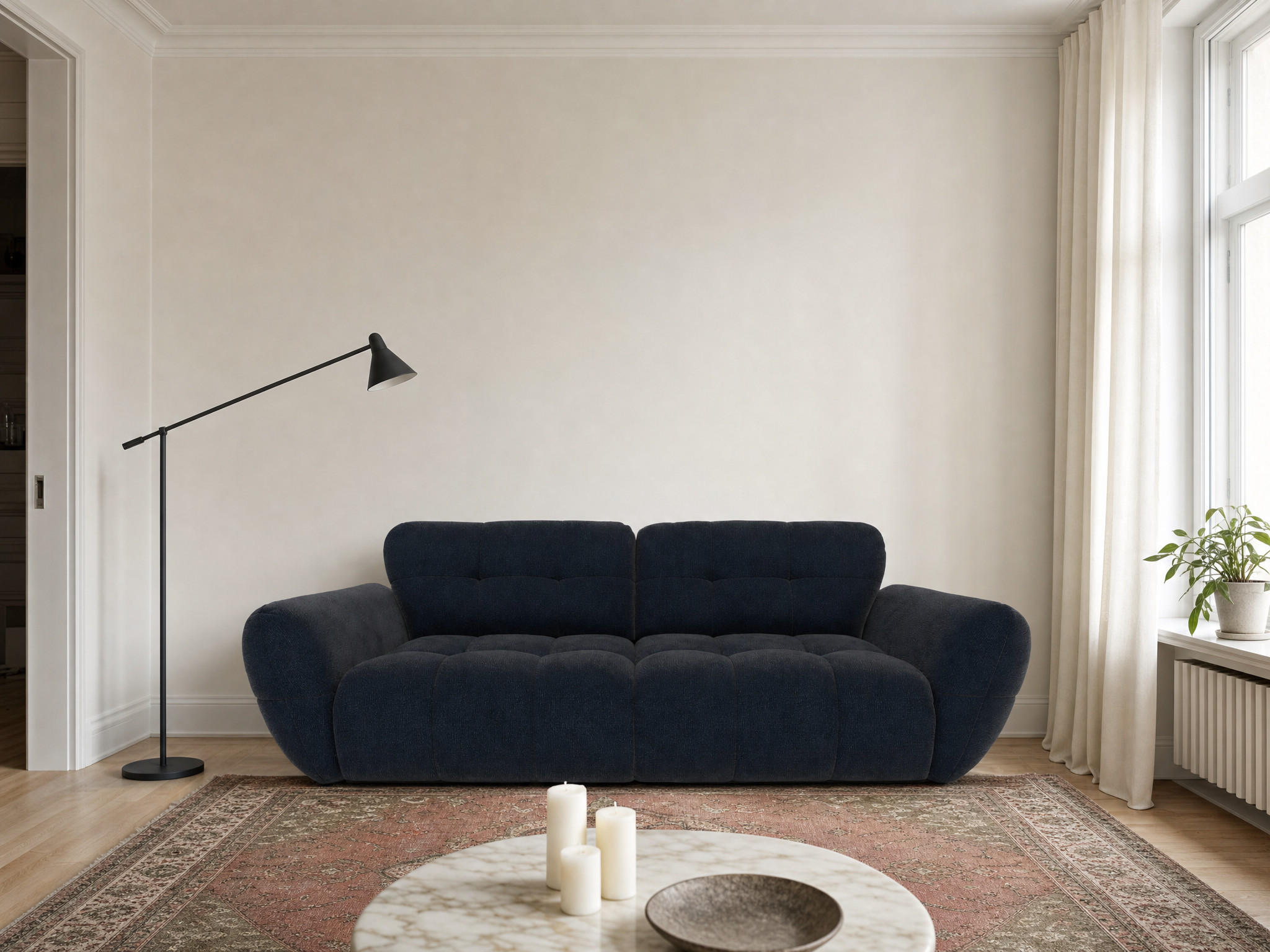 BIGSOFA Vannes Chenille Blau 272/134/68 cm - Blau, Kunststoff/Textil (272/68/134cm) - foamnova