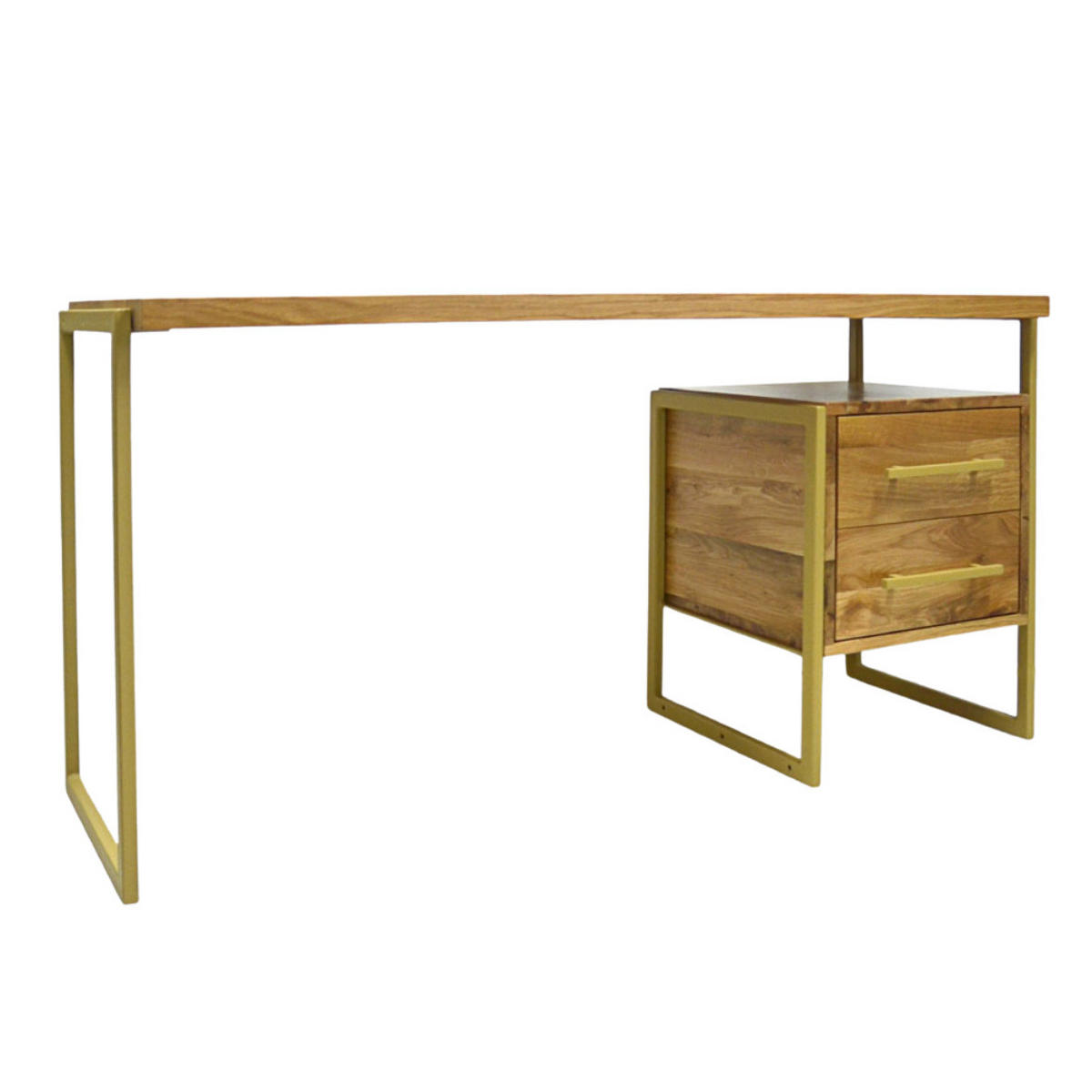 HOLZSCHREIBTISCH mit Metallbeinen fürs Büro GERDA - Eichefarben, Holz (60/150/75cm) - Rawood Furniture
