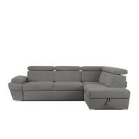 SCHLAFECKSOFA RATLO rechts 4/5-Sitzer mit Bettkasten in Lederoptik, grau - Silberfarben/Grau, Textil (270/190cm) - KONSIMO®