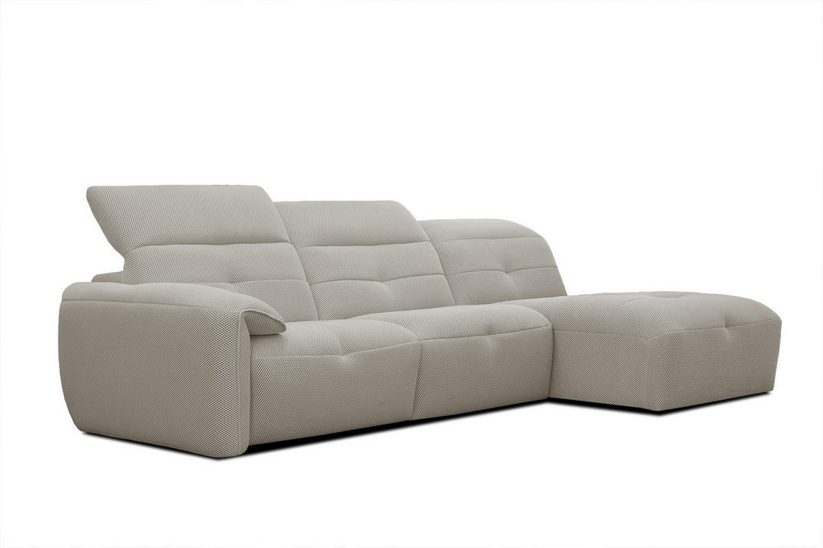 ECKSOFA TRENTO 4-Sitzer mit 1 Relaxfunktion, beige - Beige/Schwarz, Holzwerkstoff/Kunststoff (262/165cm) - Courtois Laville