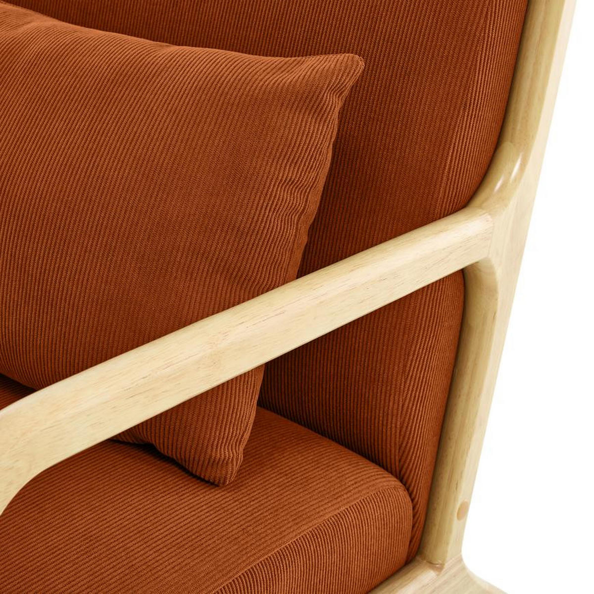 VINTAGE-SESSEL Marie aus skandinavischem Cord und Holz in Terrakotta - Rot/Akaziefarben, Holz/Textil (65/74/84cm) - Sicaan