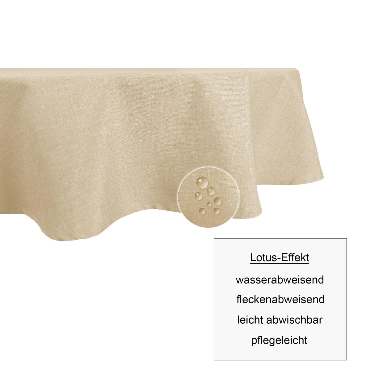 TISCHDECKE Leinenoptik 135/180 cm oval Ecru - Ecru, Textil (135/180cm) - TiborTex