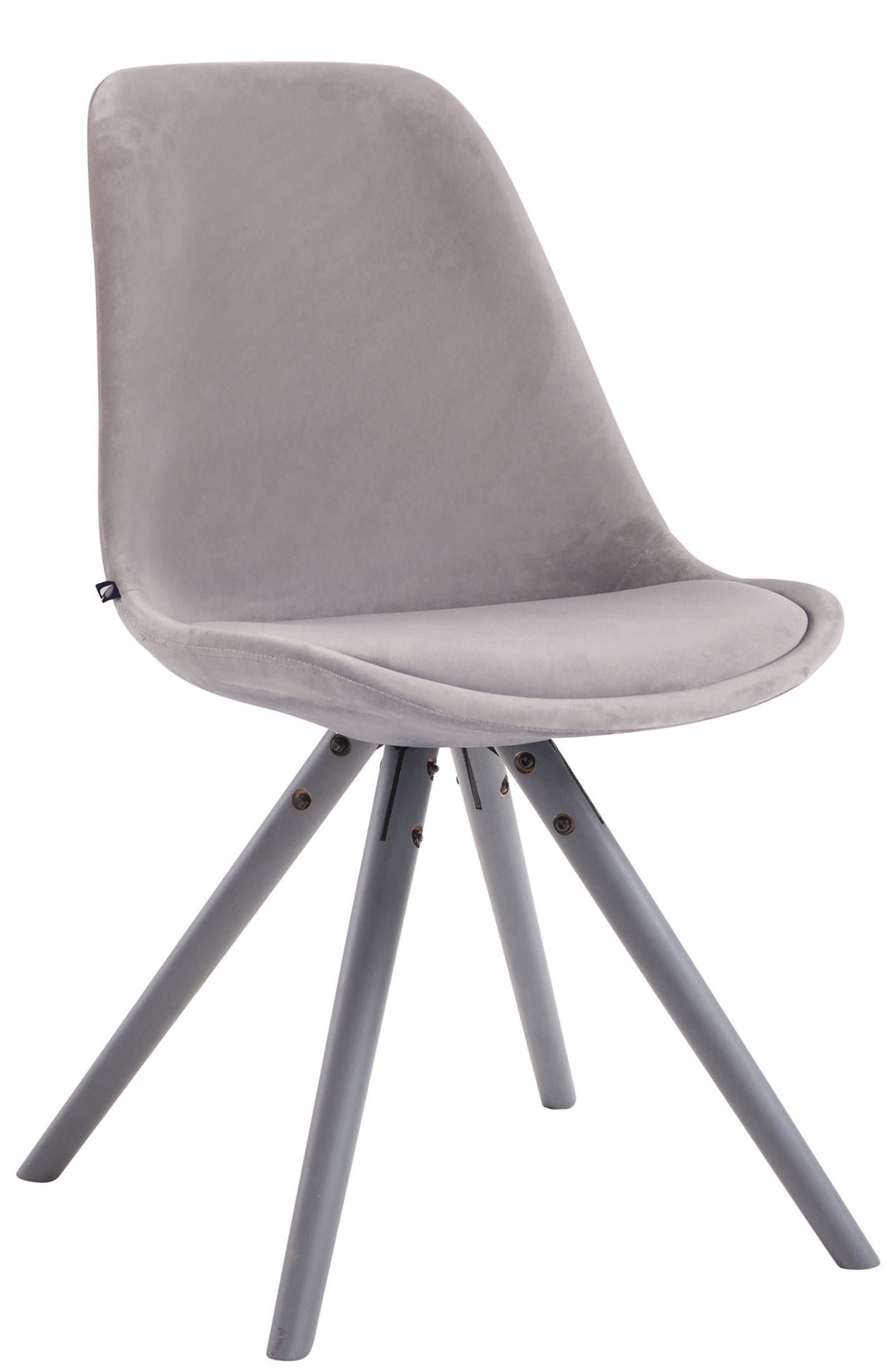 STUHL Samt grau - Grau, Holz/Textil (48/84/56cm) - CLP