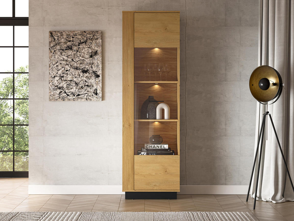 VITRINE MODESTO Beige 60x40x196 cm - Beige, Holzwerkstoff (60/196/40cm) - FURNLUX