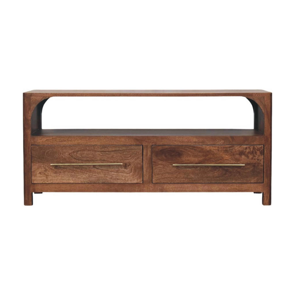 Artisan Furniture NOČNÍ STOLEK s povrchovou úpravou sametová mokka, 1 zásuvka, 2 otevřené police, tmavě hnědý