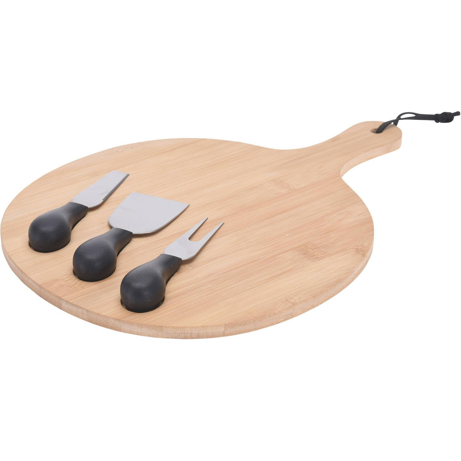 KÄSE-SERVIERBRETT Bambus mit 3 Messern - Braun, Naturmaterialien (27.5/33.5cm) - Excellent Houseware