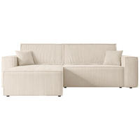 ECKSOFA mit Schlaffunktion und Bettkasten CELTIC-XL - 277x143x83 cm Beige Cord - Beige/Schwarz, Holzwerkstoff/Kunststoff (277/143cm) - ALTDECOR