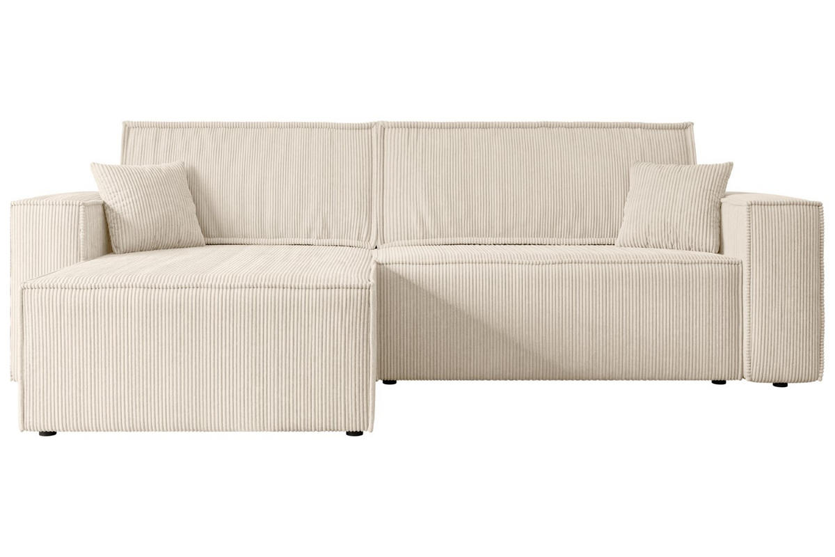 ECKSOFA mit Schlaffunktion und Bettkasten CELTIC-XL - 277x143x83 cm Beige Cord - Beige/Schwarz, Holzwerkstoff/Kunststoff (277/143cm) - ALTDECOR