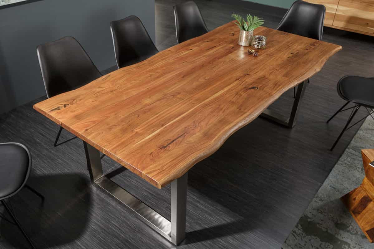 ESSTISCH MAMMUT NATURE Akazie 180cm - Silberfarben/Braun, Holz/Metall (90/180/76cm) - riess-ambiente