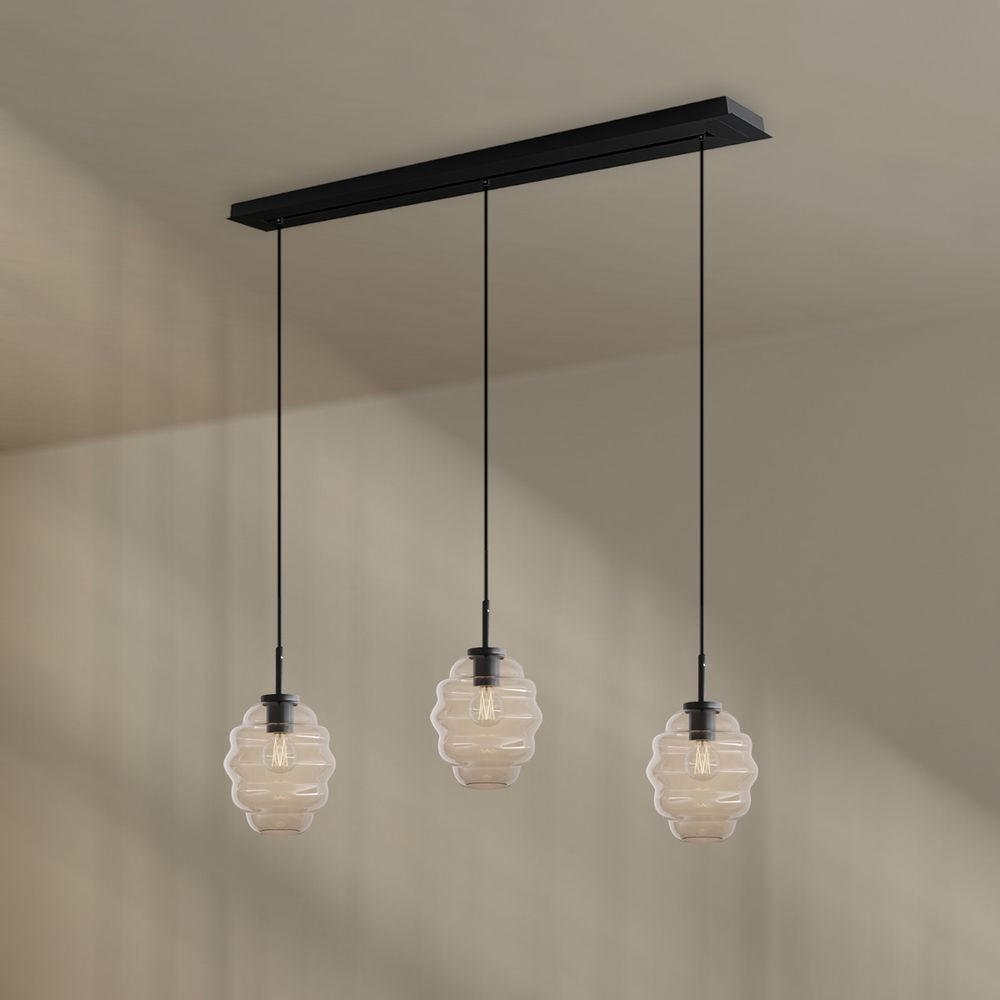 HÄNGELEUCHTE Echos 3-flammig Klar Ø 18cm - Klar/Schwarz, Glas (18/18/20cm) - s.luce
