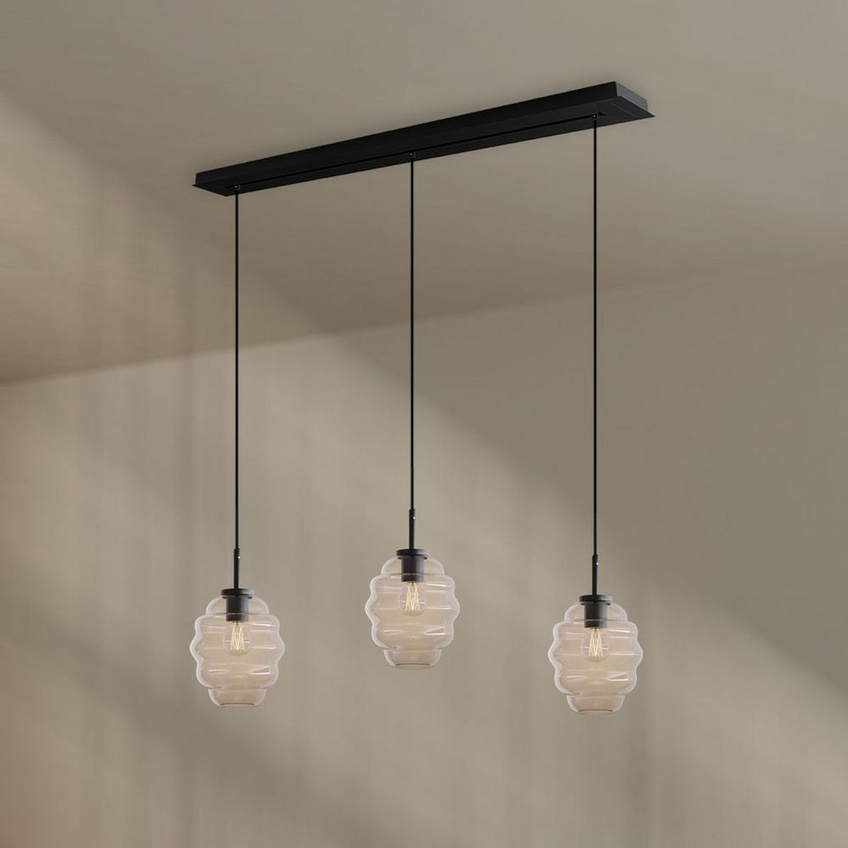 HÄNGELEUCHTE Echos 3-flammig Klar Ø 18cm - Klar/Schwarz, Glas (18/18/20cm) - s.luce