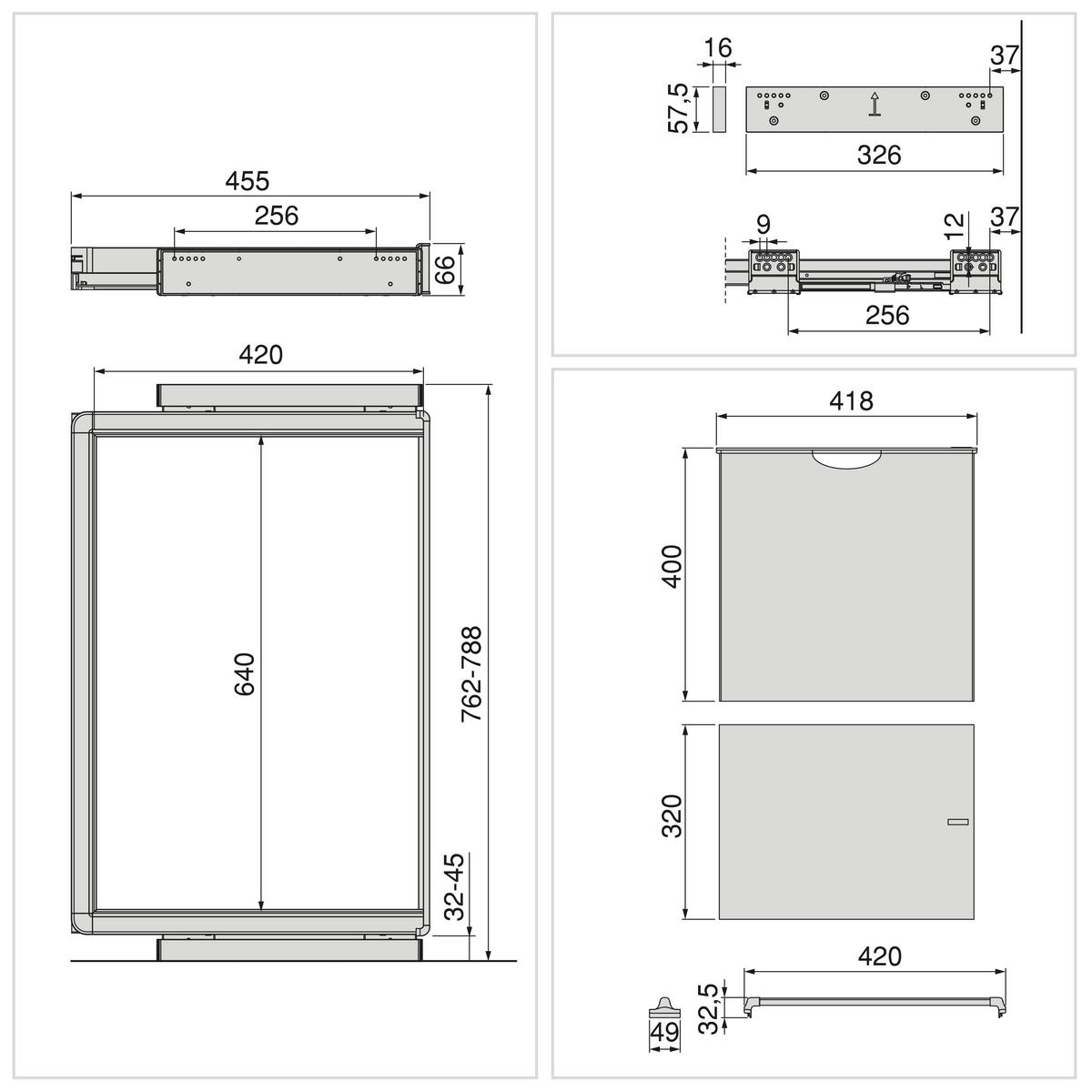 HOSENHALTER Mit 7 Stangen, Wäschekorb Und Rahmen Für Schrank Quartz, Soft-Close, Vollauszug, 80cm, Titan-Oberfläche - Titanfarben, Metall (45.5/40/78.8cm) - EMUCA