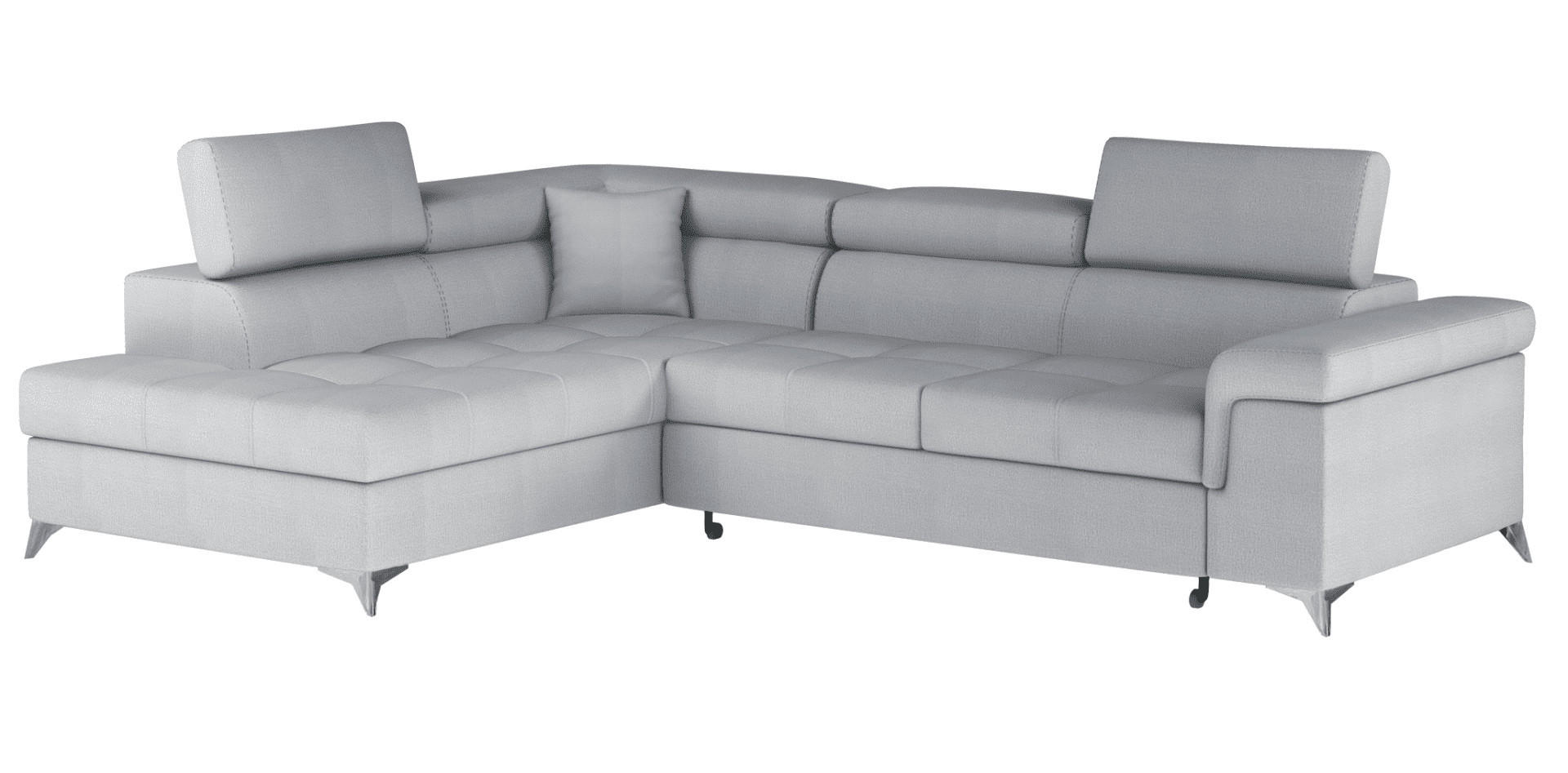 ECKSOFA mit Schlaffunktion und Bettkasten, pflegeleichter Monolith-Stoff - Chromfarben/Grau, Textil/Metall (275/202cm) - Eltap