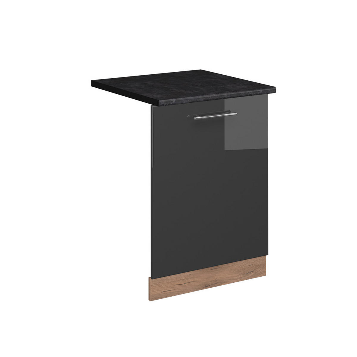 GESCHIRRSPÜLBLENDE Fame-Line Anthrazit Hochglanz 60 cm , AP Anthrazit - Honigeiche/Schwarz Hochglanz, Holzwerkstoff (60/81.8/1.6cm) - Vicco