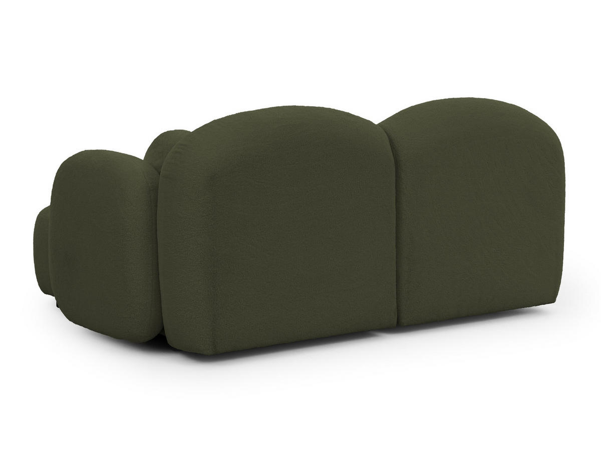 ECKSOFA Nuvola mit abgerundetem Design Grün Bouclé-Stoff - Ottomane Rechts - Schwarz/Grün, Holz/Kunststoff (190/146cm) - S-Style Möbel
