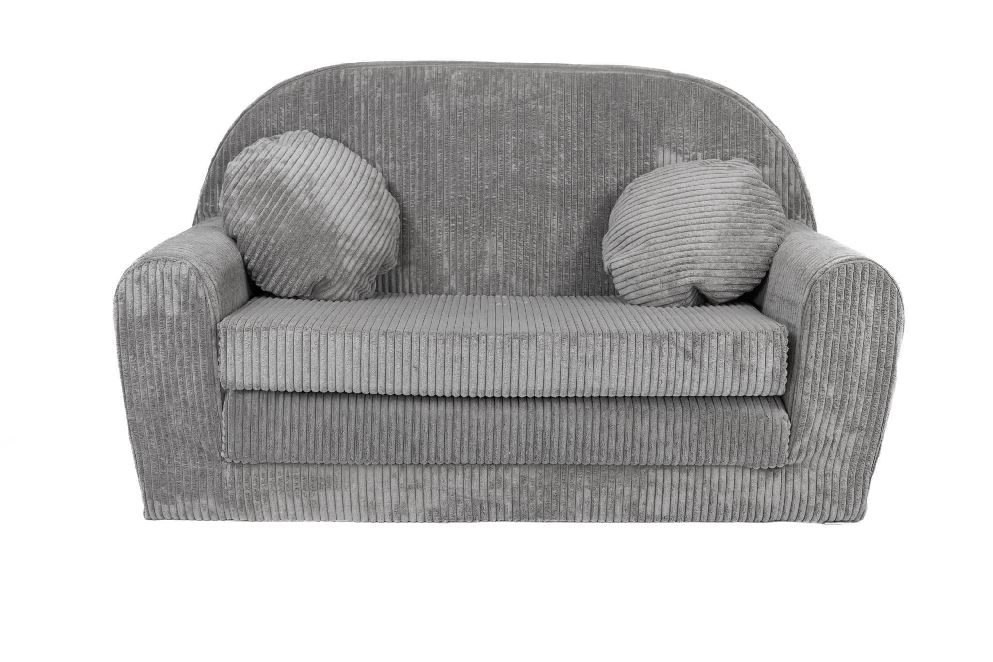 KINDERSOFA MIT VERLÄNGERUNG aus Kuschel-Cord in Hellgrau - Hellgrau, Textil (100/60/50cm) - Fortisline