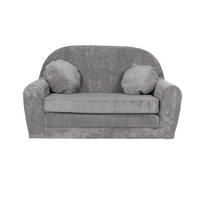 KINDERSOFA MIT VERLÄNGERUNG aus Kuschel-Cord in Hellgrau - Hellgrau, Textil (100/60/50cm) - Fortisline