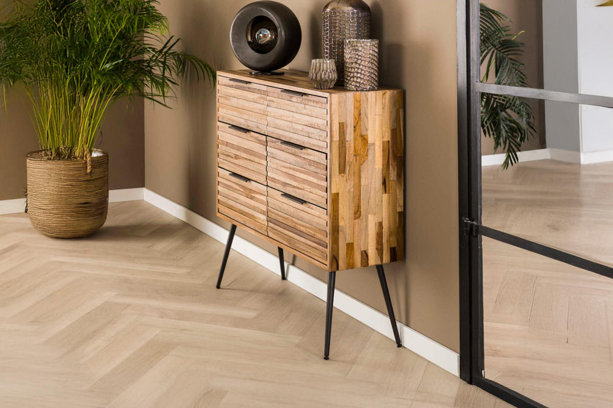 KOMMODE COSTA Braun Holz - Schwarz/Braun, Holz/Metall (90/88/30cm) - KAWOLA