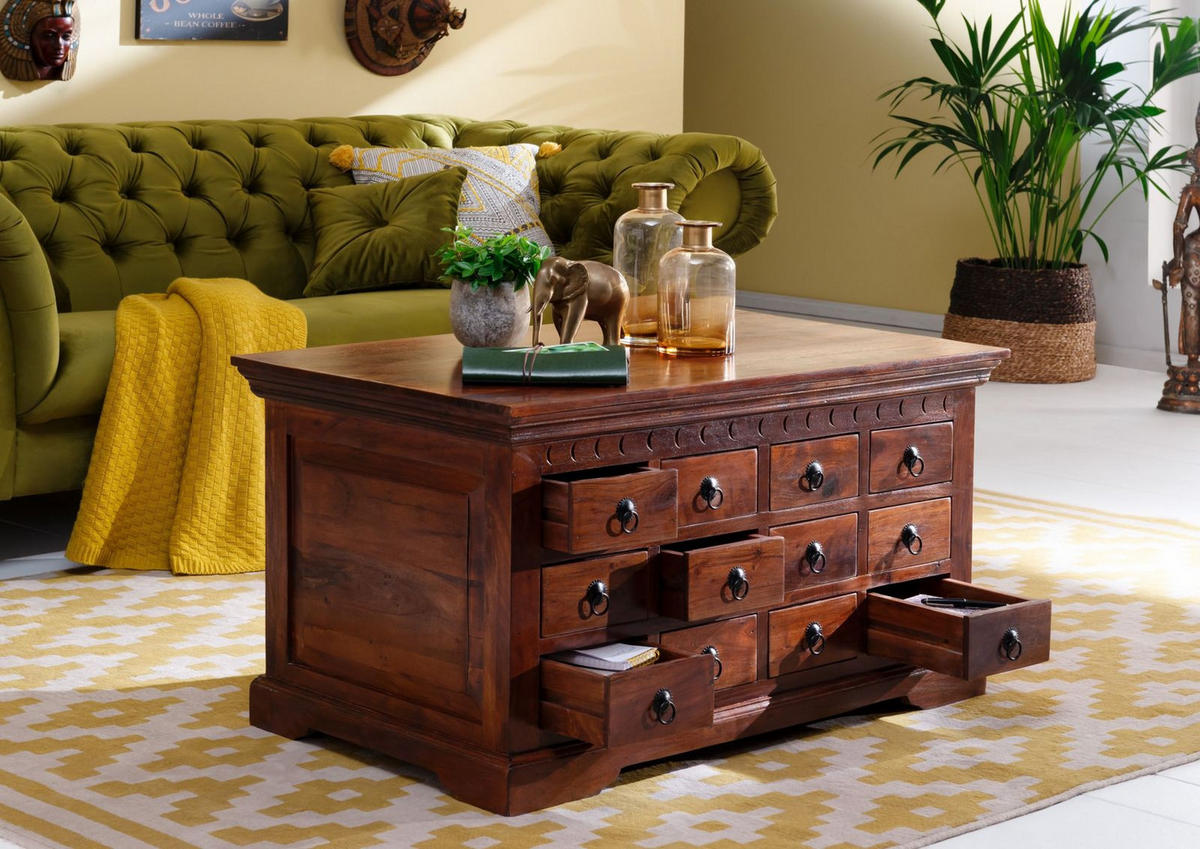 COUCHTISCH Akazie 100x60x54 nougat lackiert OXFORD #321 - Dunkelbraun, Holz (100/60/54cm) - Massivmoebel24