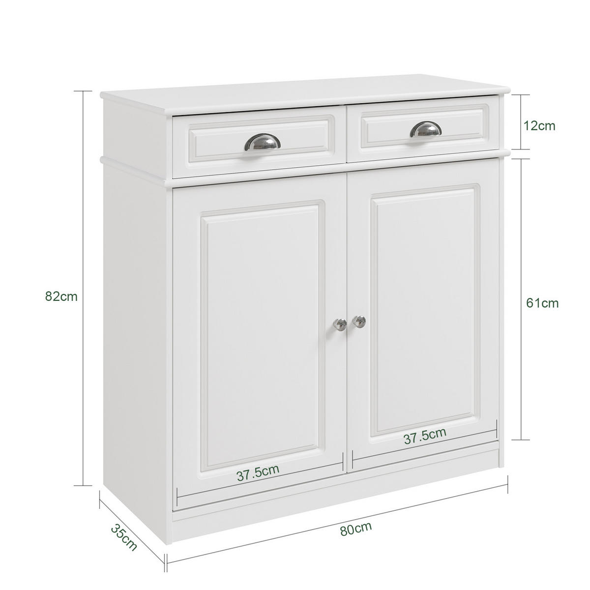 SCHUHSCHRANK mit Schubladen, für 12–15 Paar Schuhe, Weiß - Weiß, Holzwerkstoff (80/82/35cm) - SoBuy