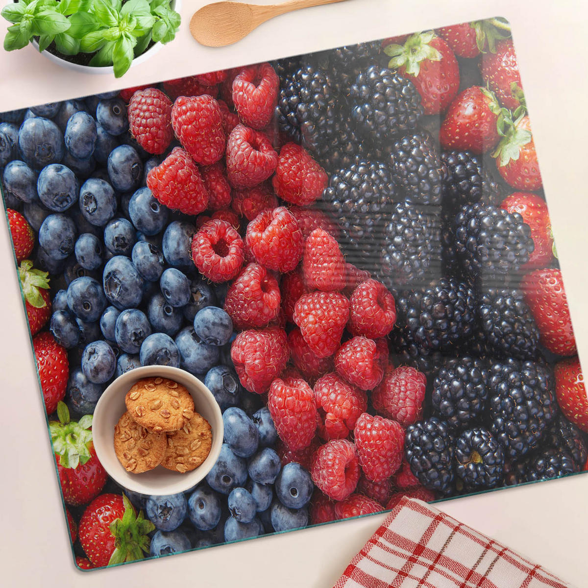 GLASPLATTE 60x52 cm Waldfrüchte - Multicolor, Glas (60/0.4/52cm) - TULUP