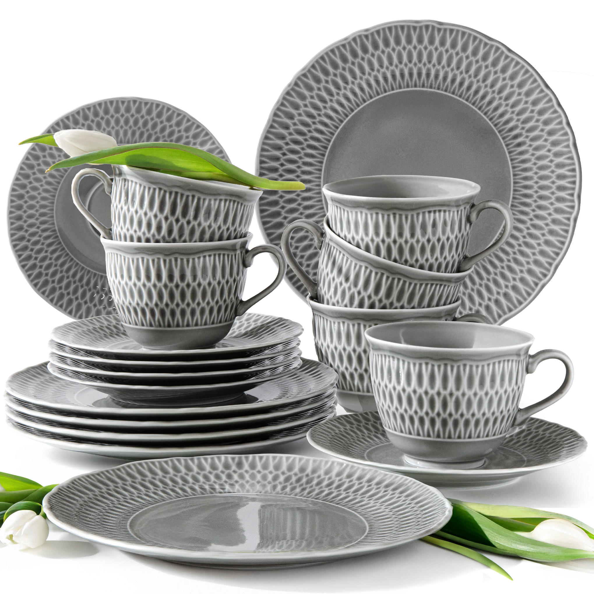 Konsimo® Kaffeservice Grau 21x7.5x21 cm