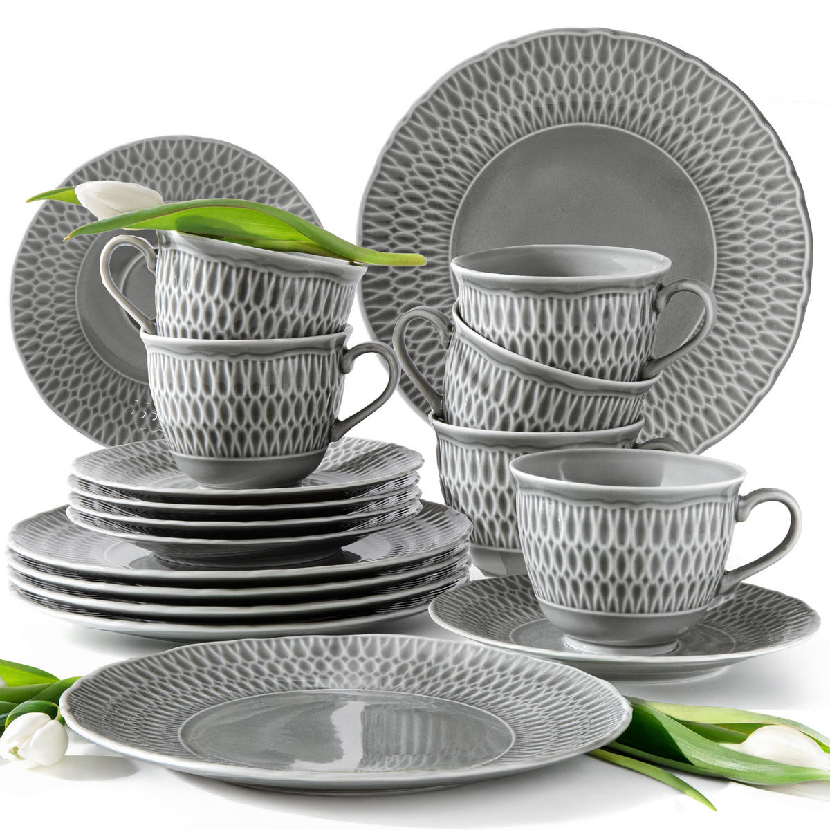 KAFFESERVICE CMIELOW SOFIA Kombiservice - Grau, Keramik (21/7.5/21cm) - KONSIMO®