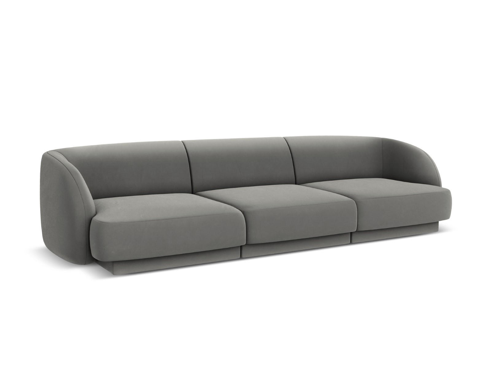 SOFA Miley aus Samt hellgrau 3 Sitzplätze - Hellgrau, Textil (90/70/255cm) - Micadoni