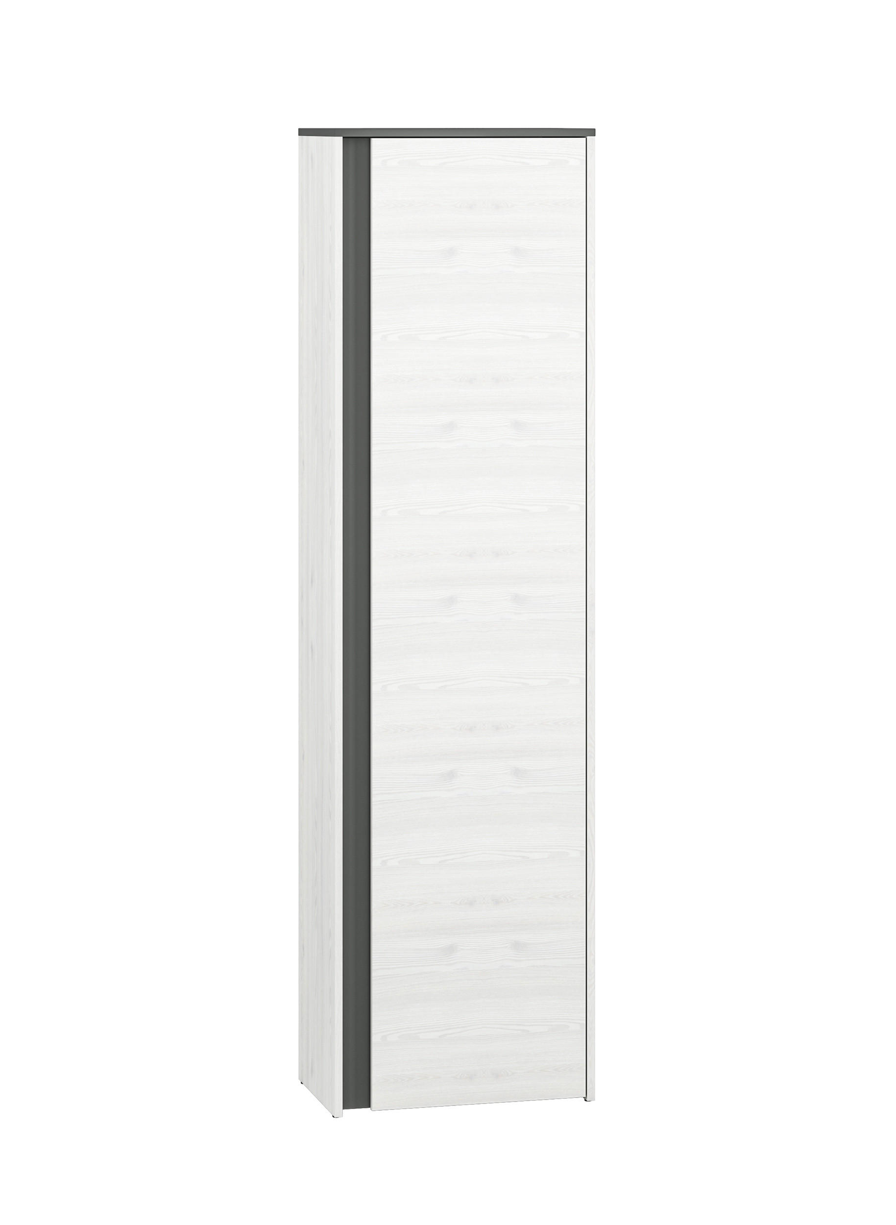 GARDEROBENSCHRANK Hyga Pinie weiß / anthrazit 54 / 34 / 198cm - Weiß/Grau, Holz/Holzwerkstoff (54/198/34cm) - Feldmann-Wohnen