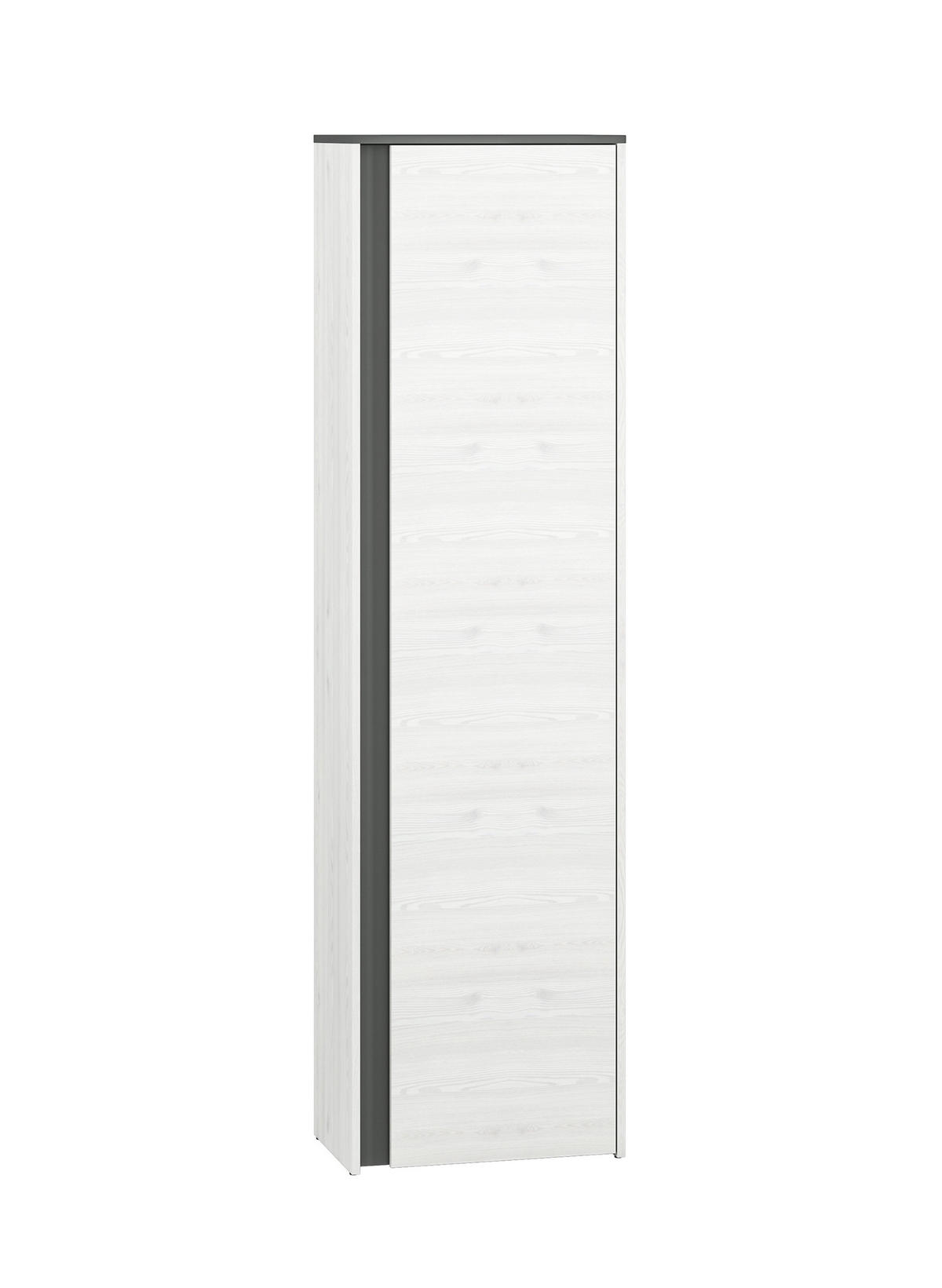 GARDEROBENSCHRANK Hyga Pinie weiß / anthrazit 54 / 34 / 198cm - Weiß/Grau, Holz/Holzwerkstoff (54/198/34cm) - Feldmann-Wohnen