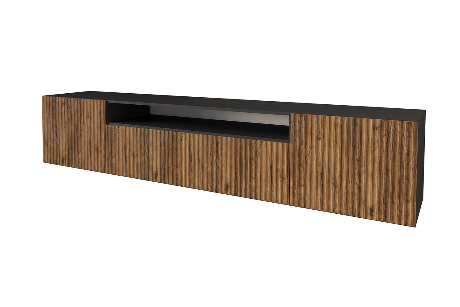 LOWBOARD NOA-2-W 200x40x41 cm - Schwarz / Katania - Eiche Wotan, Holzwerkstoff (200/40/41cm) - ALTDECOR