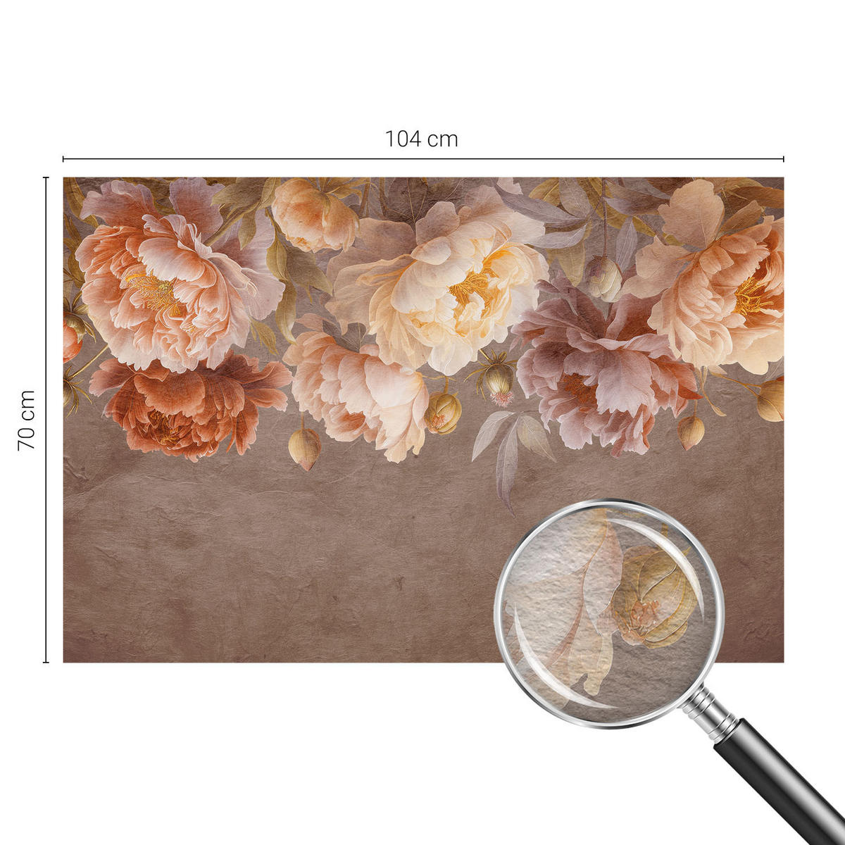 FOTOTAPETE 104x70 cm - Florale Eleganz - Pink, Textil (104/70cm) - Wallfluent