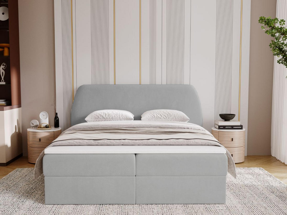 BOXBETT Bogota 140x200 Hellgrau - Hellgrau, Holz/Textil (140/200cm) - Graingold