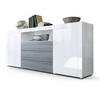 SIDEBOARD Santiago Weiß Hochglanz / Avola-Anthrazit - Weiß Hochglanz/Grau, Holzwerkstoff (167/72/35cm) - Vladon