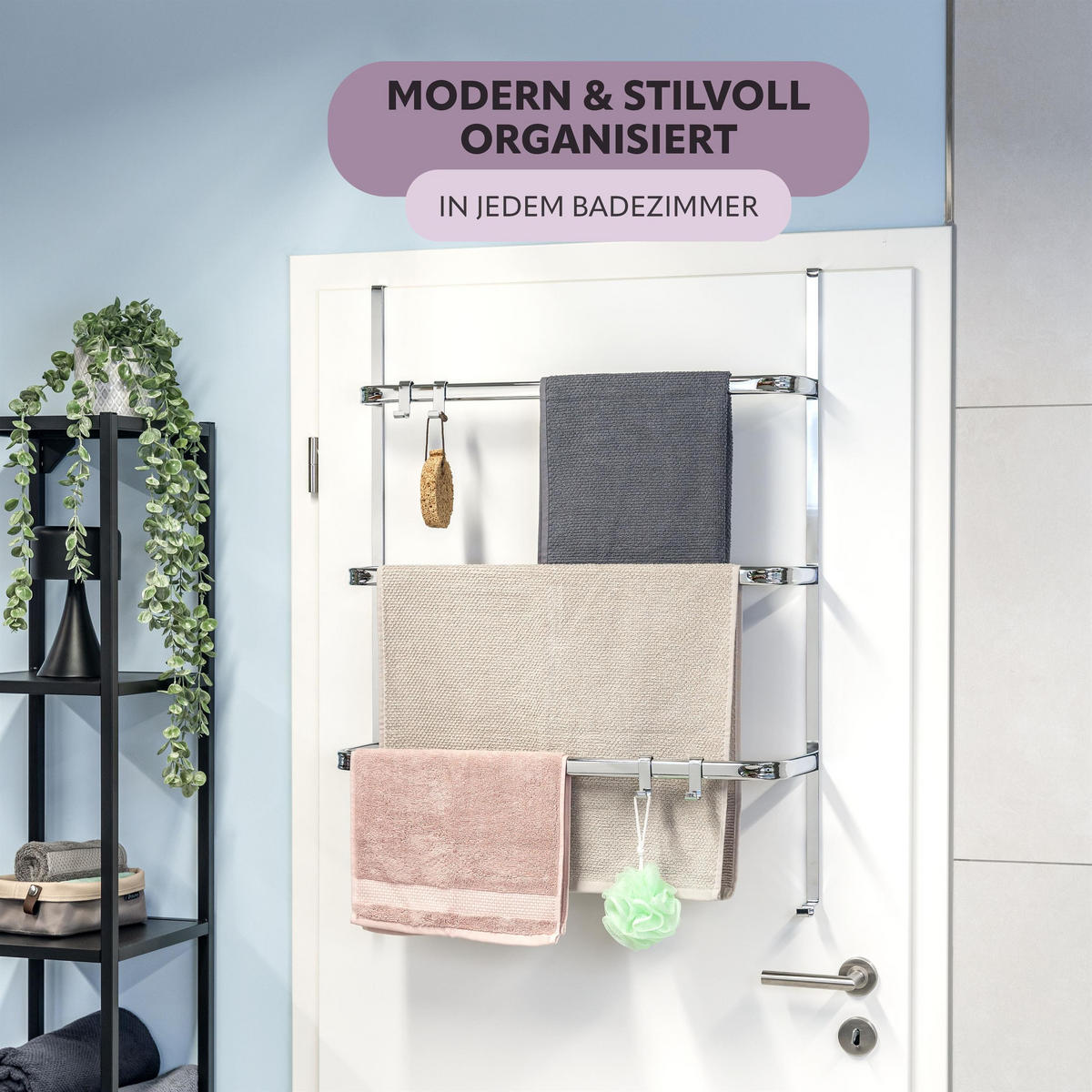 TÜR-HÄNGEREGAL, silber, Metall - Chromfarben, Metall (65/86/17cm) - bremermann