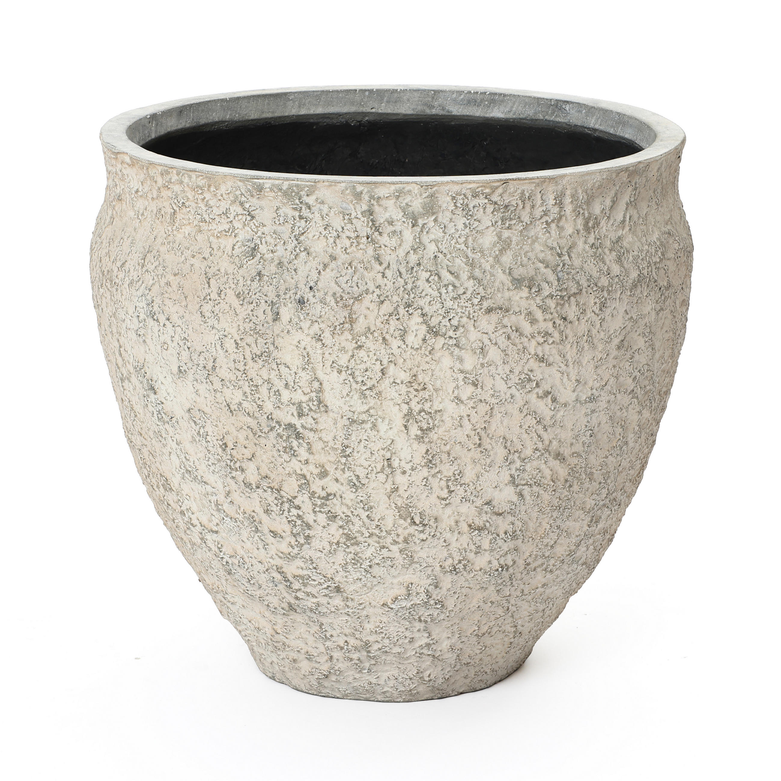 PFLANZKÜBEL in Betonoptik, hellgrau, Ø 42 × H 37 cm - Weiß, Naturmaterialien (39cm)