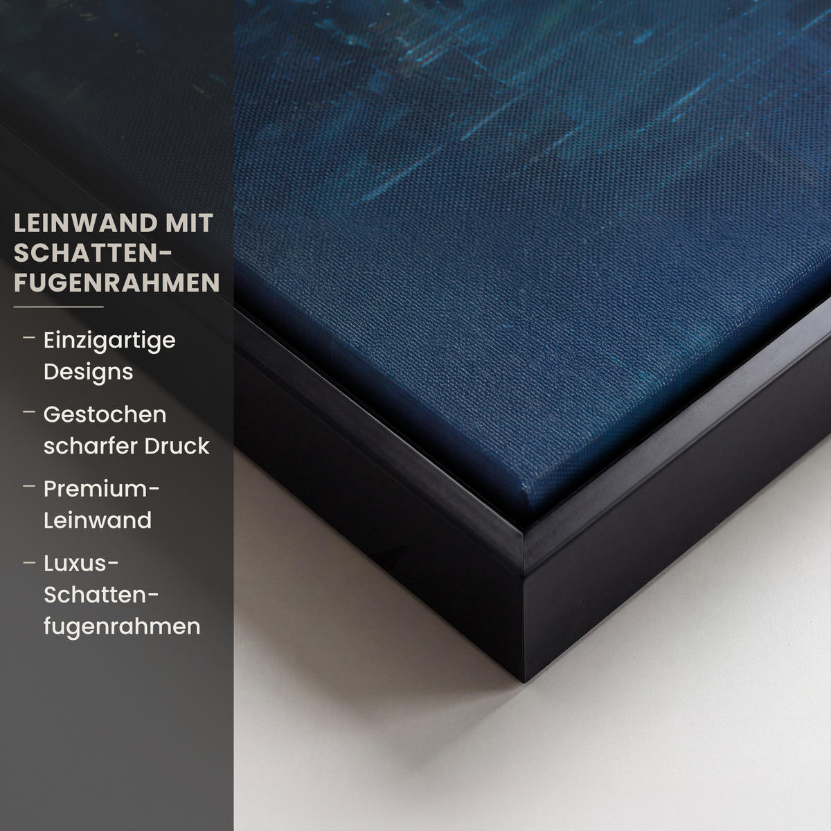 LEINWAND Bilder mit Rahmen - Skyline - Pinselstriche - Dunkelblau - Leuchtend - 50x50 - Blau, Textil (50/50cm) - MuchoWow