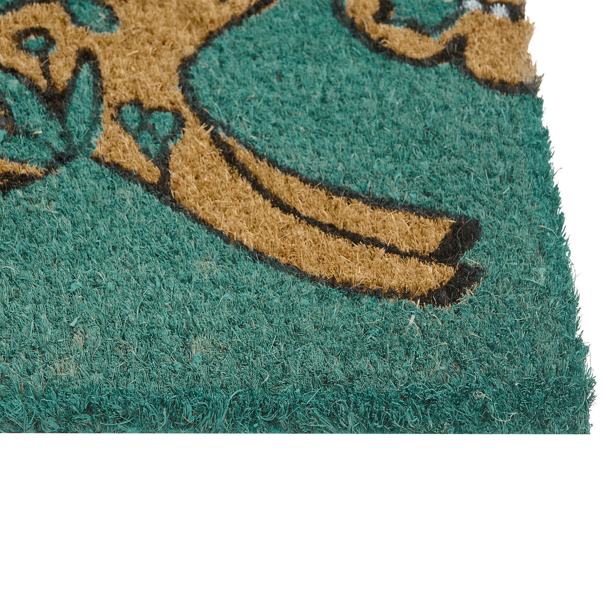FUSSMATTE Blaugrün 45/75 cm Kaninchen Kokosfasern Clark - Jadegrün, Textil (45/75cm) - Beliani