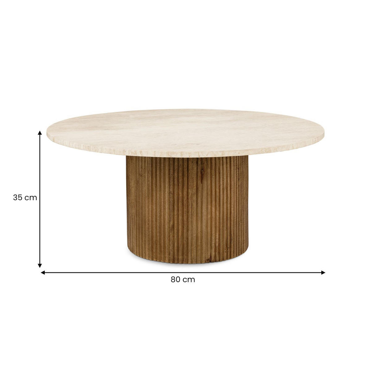 COUCHTISCHSET NARMANDA/MANDI 2er Set braun/beige - Beige/Braun, Naturmaterialien/Holz (80/80/35cm) - IDIMEX