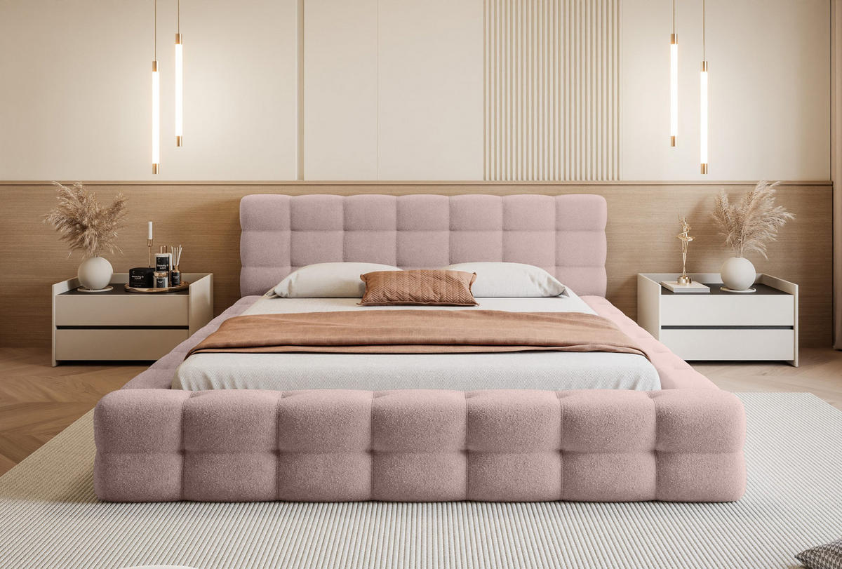 POLSTERBETT Calida 140x200 cm, Hellrosa - Pink, Textil (140/200cm) - Fedve