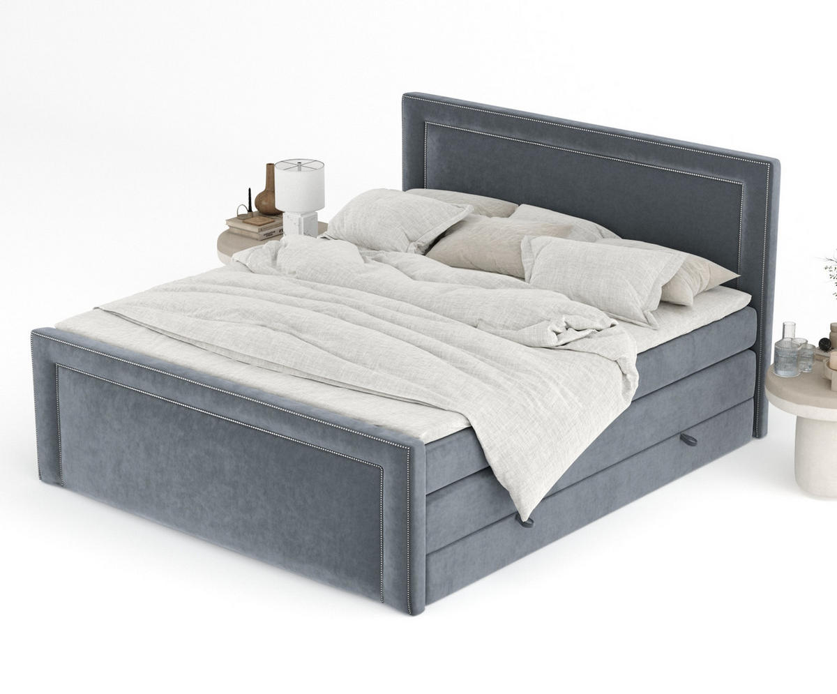 BOXSPRINGBETT Luxora Grau 140/200 cm - Schwarz/Grau, Holz/Holzwerkstoff (140/200cm) - Maison de Reve