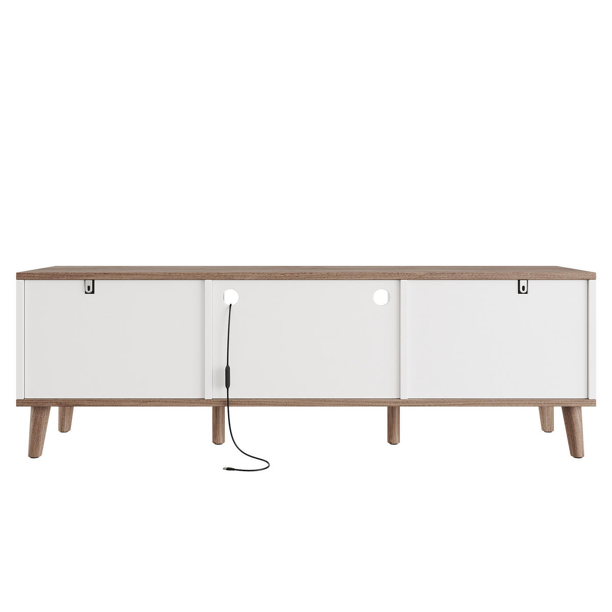 TV-LOWBOARD Weiß-Walnussfarben 160/40/52 cm - Weiß, Holzwerkstoff (160/52/40cm) - PANGIVO